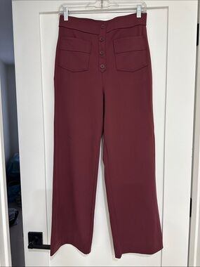 HALARA Wide-Leg High-Rise Pants in Wine